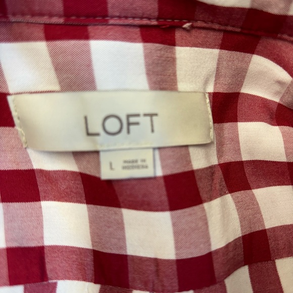 Loft Checked Blouse in a Deep Burgundy Red - Picture 7 of 8